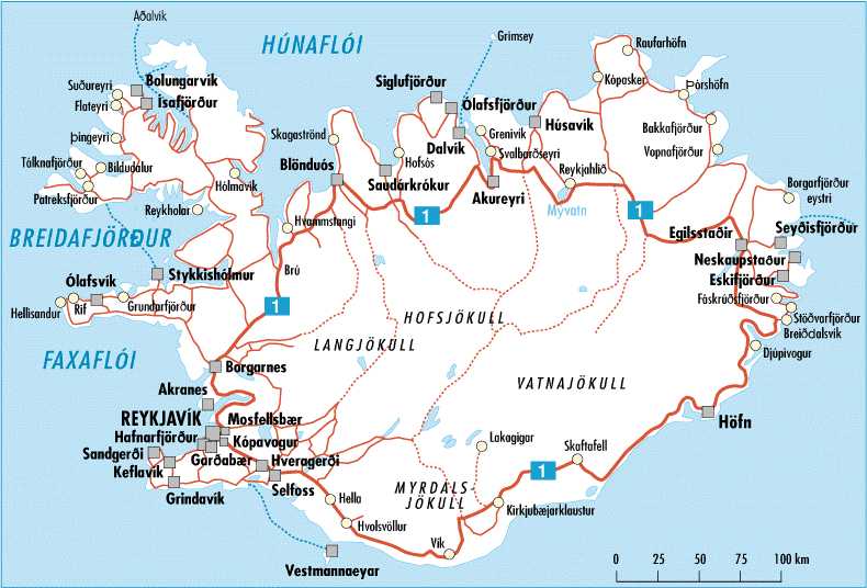 Island Sehenswürdigkeiten Karte